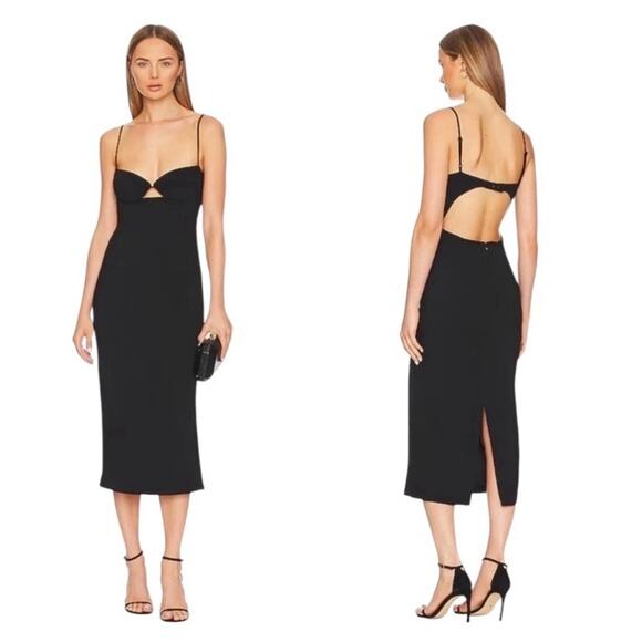 Bardot Womens Vienna Black Open Back Midi Cocktail And Party Dress Size 4 - Picture 3 of 10